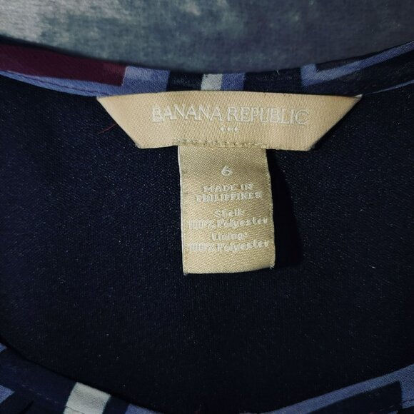 Banana Republic Womens Geometric Dress Size 6 Purple Navy Fairy Grunge Moody 90s - Picture 4 of 9